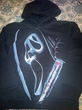 Evil Vice Scream Ghostface Graphic Hoodie Black Size L
